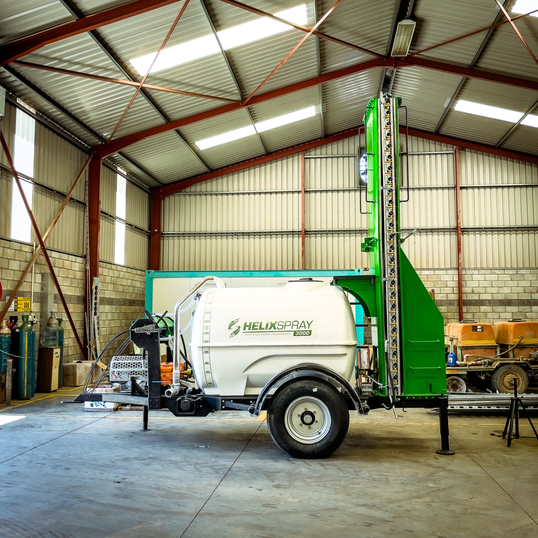 HelixSpray 3000 patented spray unit inside Turn-Rite workshop